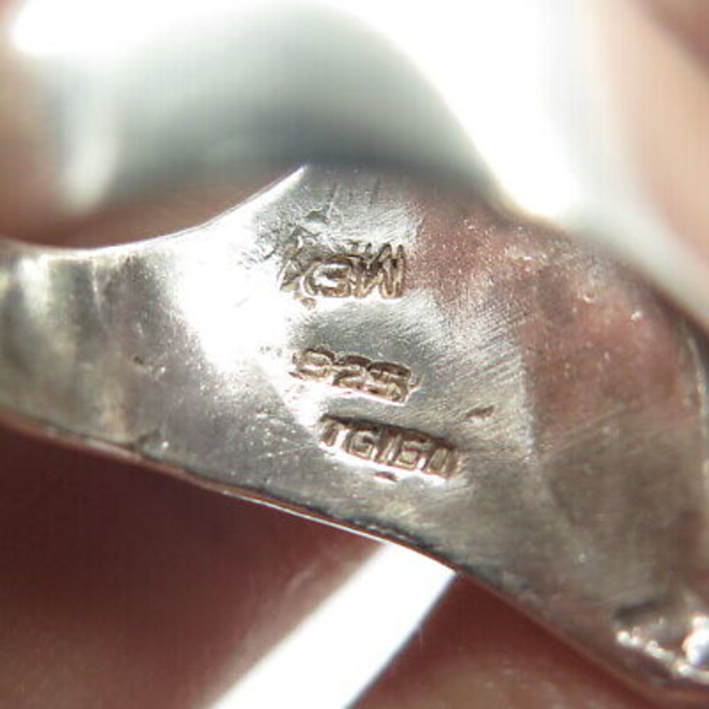 925 Sterling Silver Vintage Mexico Coffee Bean Puffy Statement Ring Size 6 - Picture 7 of 8